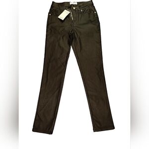 Marc New York High Rise Skinny Super-Stretch Coated Black Denim Ankle Pants Sz 4